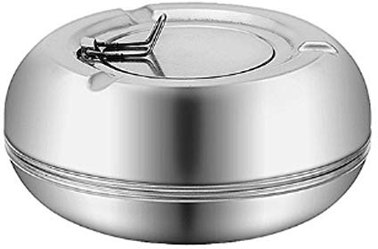 IKAAR Aschenbecher für Draußen mit Deckel Edelstahl Windaschenbecher Tischaschenbecher für Zigaretten, 12cm Geeignet für Draussen Drinnen Garten und Balkon Silber