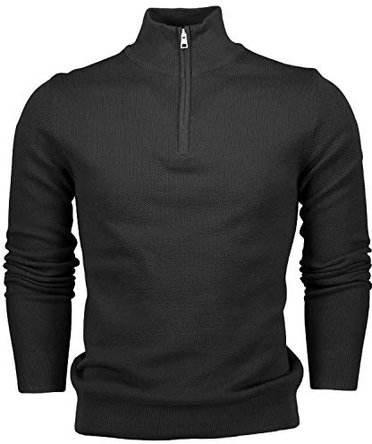Hann Brooks Mens Long Sleeve Cotton Pique Half Zip Sweatshirt Sweater Top