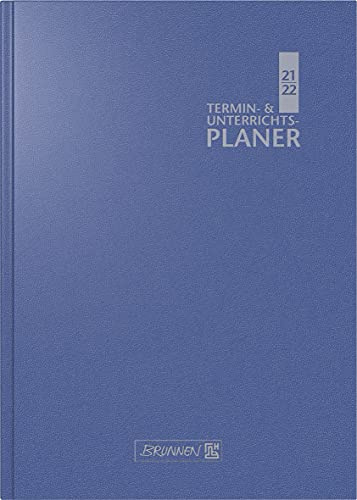 BRUNNEN 1075960302 Lehrerkalender/Termin- & Unterrichtsplaner (Wochenkalender) 2021/2022, 2 Seiten = 1 Woche, Überformat A5: 17 x 24 cm, Baladek-Einband blau