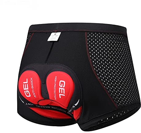 SOLO ACTFIT Cykelshorts för män, cykelshorts med 4D gel, sittdyna, MTB, cykelsportunderkläder, andas, snabbtorkande, elastisk, röd, XL