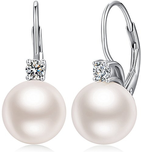 Miaofu Perlenohrringe 18K Weißgold Plattiert 925 Sterling Silber Perlen Ohrringe Hypoallergene Edler Schmuck für Damen Mehrere Farben und Größen