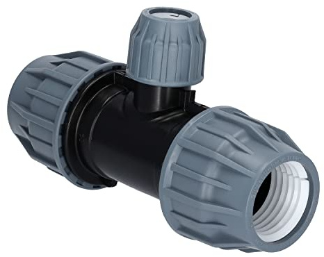 STEMAX-Wassertechnik: PP-Klemmverbinder, Reduziertes T-Stück klemm x klemm x klemm, PN16, Trinkwasserzertifiziert, DVGW, Größe: 32mm x 25mm x 32mm