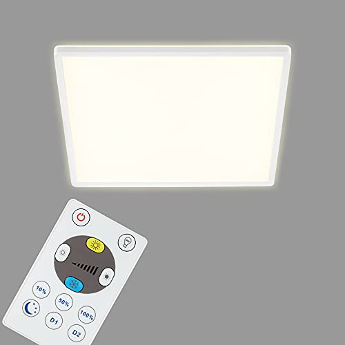 BRILONER - LED Deckenlampe flach mit Fernbedienung, indirektes Licht, einstellbar von warmweiß bis kaltweiß, Lampe, Deckenleuchte, Wohnzimmerlampe, LED Panel, Küchenlampe, 42x42x2,9 cm, Weiß