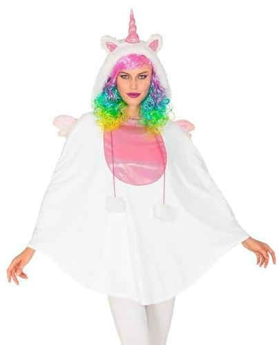 W WIDMANN MILANO Party Fashion - Poncho mit Kapuze, Tierkostüm für Erwachsene, Umhang für Karneval, Mottoparty