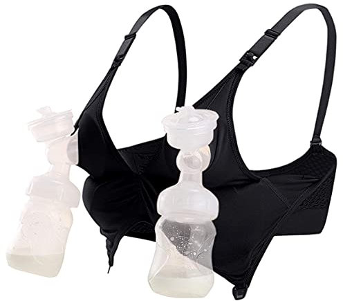 4How Soutien-Gorge Allaitement sans Armature – Soutien-Gorge de Maternité Confortable avec Rallonge, Grossesse et Post-Partum Libres Noir XL