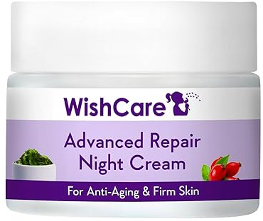 WishCare Crème de nuit réparatrice au collagène - Avec rétinol, niacinamide, pépins de raisin, algues marines, jojoba et cynorrhodon - Pour peau anti-âge, raffermissante et repulpante - 50 g (WARNC50)