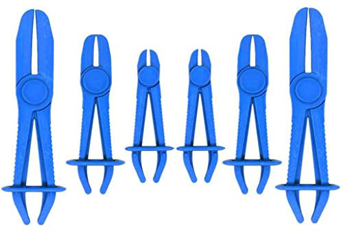 Kellegour 6 Pièces Pince Durite Carburant,Pinces Tuyaux,Pinces pour Tuyaux Flexibles,Outil de Serrage pour Tuyaux Flexibles,Pince à Collier de Serrage,pour Tuyaux de Frein,Tuyaux de Carburant (Bleu)