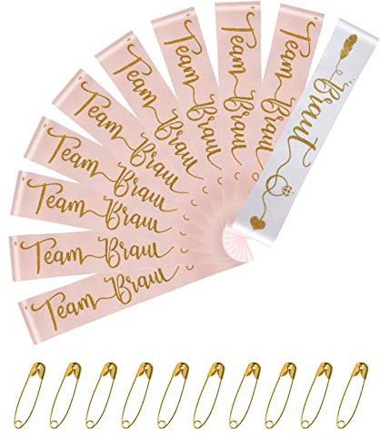AOMIG Kit Accessoire Enterrement de Vie de Jeune Fille, Décoratives Dont 1 Blanc écharpe et 9 Or Rose écharpes, Décorations de Poule de Mariage en Or Rose pour Les Jeux de soirée Entre célibataire