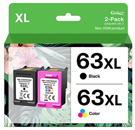 Upsek Remanufactured 63XL Ink Cartridge Replacement for HP Officejet 3830 4650 4652 4655 5200 5255, Black, Tri-color, 2-Pack