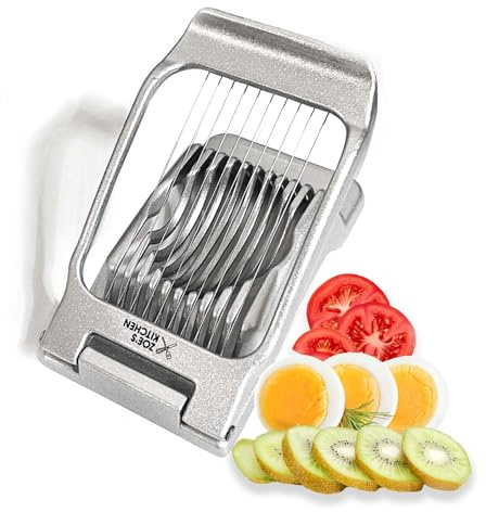 Zoe's Kitchen Guter Griff Eierschneider für hart gekochte Eier, strapazierfähig, professionell, großer Aluminium-Eierschneider mit Edelstahldrähten, Erdbeerschneider, hart gekochte Eierschneider