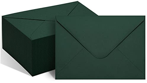 50 Packungen A7 Briefumschläge Umschläge für Einladungen, Grüne 12,7 x 17,8 cm Umschläge mit V-Klappe, ideal für Abschlussfeier, Einladung, Babyparty, Hochzeit und RSVP Karten (Grün)