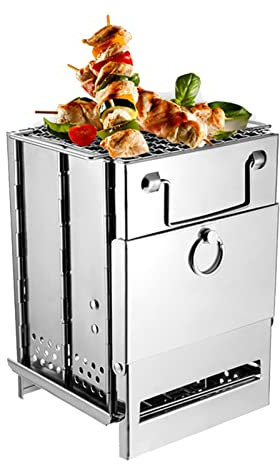Camping Wood Stove, Portable Wood Burning Stove, Folding Stainless Steel Multi Fuel Camp Stove With Storage Bag, Alcohol Stove for Outdoor Cooking Traveling