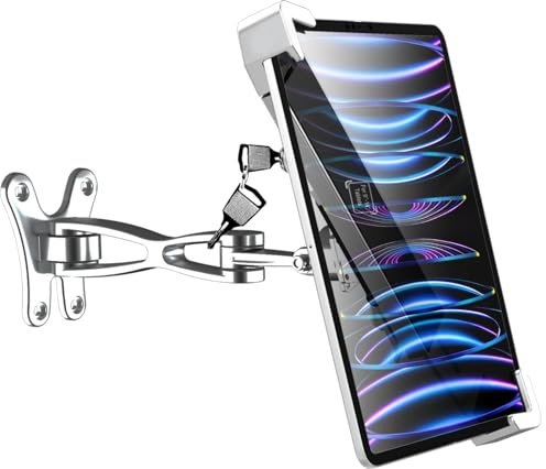 Tablet Wandhalterung Diebstahlsicherung, Display iPad Halter Anti-Diebstahl | Aluminium Tablet Halterung mit Schloss für iPad Pro 12.9/ Air, Surface Pro, Galaxy Tabs (9-14 Large Tablet)