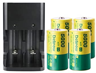 No.1 Batteria Ricaricabile Set 10000 MAh Scaldabagno Stufa A Gas Grande D Tipo Uno 1 Carica 2 Potenza (Color : 5000mAh, Size : Four)