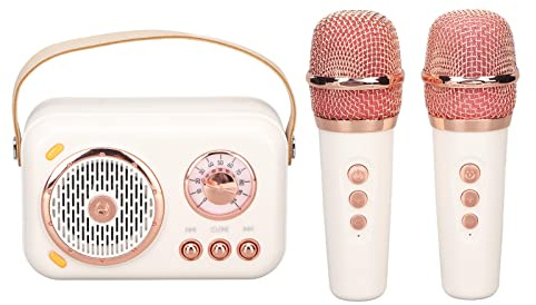 Karaoke Maschine, Tragbarer Bluetooth Lautsprecher mit Mikrofon Set, Tragbare Karaoke Mikrofon Lautsprecher Maschine für Kinder und Erwachsene, Heimparty, Geburtstag, 6 Modi,