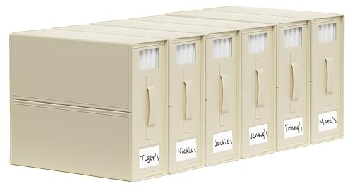 SheetCube Bed Sheet Organizers and Storage 6 Pack, Foldable Linen Closet Organizer with Window and Label, Bedding Folder Storage Box Container for Blanket, Duvet Cover Set, Bed Sheet Set - Beige