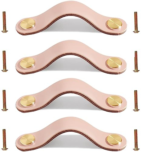 Ledergriffe für Möbel 4 Stück ledergriffe für schränke, schubladengriffe leder, ledergriffe kleiderschrank, leder handgriffe für Küche, Bad, Schränke, Kommode, Holz, Kleiderschrank, 16,8cm