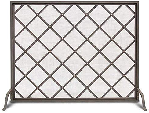 Flacher Einzelpaneel-Kaminschutz für Kamin/Öfen/Grills, schwarzer Feuerschutz, Funkenschutz mit feinem Eisengitter, 100 x 26 x 80 cm Decoration