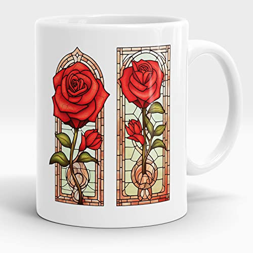 RFSHOP Tazza da caffè, Tazzine Caffè con grafica in vetro colorato, simpatica tazza da tè in ceramica, per Natale, compleanno, amici, 330 ml