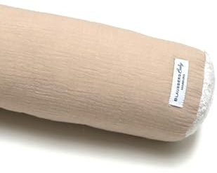 Blausberg Baby - Seitenschläferkissen in 100% Musselin-Baumwolle Nackenrolle Kuschelschlange Stillkissen Zugluftkissen in Dunkel Blau (Beige, 60 cm)