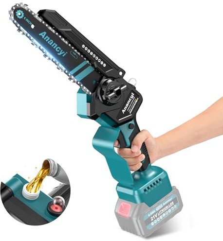 Anancyi Mini Kettensäge 6 Zoll,Bürstenloser Kettensäge mit verbesserter Kettenschmierung,Kompatibel mit Makita 18V Akku,andkettensäge für Gartenscheren,Holzschneidenz(Ohne Akku und Ladegerät)