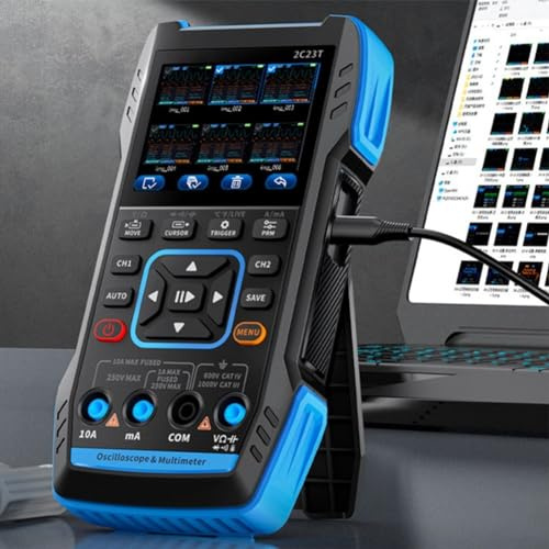 Handheld Digital Oscilloscope Multimeter, 3 in 1 Dual Channel 9999 Counts Oscilloscope Multimeter, 2C23T 2.8 Color Display Signal Generator