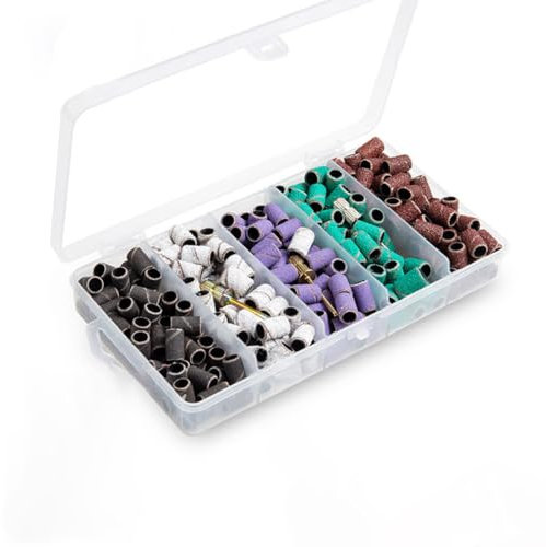 VIVIIHOO Juego de 250 puntas de lijado, 80/120/150/180/240GRIT, para manicura, pedicura, cuidado de uñas, incluye 3 brocas para manicura y pedicura, incluye 3 brocas para uñas