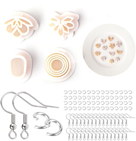 GGUFAY 4Stück Polymer Clay Cutters,Vintage Polymer Clay Ohrringe Formen Harz Tonohrringschneider,DIY-Geschenke zum ValentinstagRetro Geometrisch Blume Clay Ohrring Ausstecher