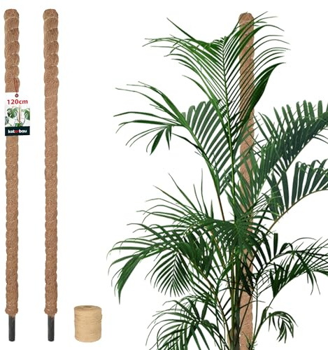 KOTARBAU® Moosstab für Monstera ⌀ 3,2x120 cm, Rankhilfe für Zimmerpflanzen | Kokosstab für Philodendron & Efeutute, Pflanzstab, Pflanzenstütze aus Kokosfaser, Braun, 2er Set