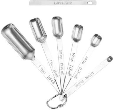 Ciieeo 7pcs Stainless Steel Measuring Spoons Baking Dessert Tools Measuring Spoon Non-Slip Surface High Precision