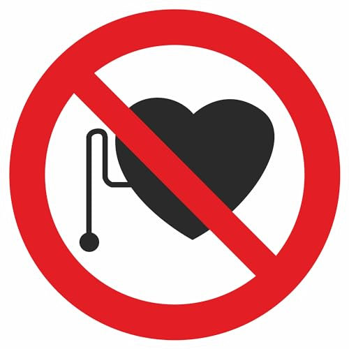 Indigos UG - Schild Verbot für Personen mit Herzschrittmacher Verbotsschild - 40 cm - Warnung - Sicherheit - Hotel, Firma, Haus - Aluverbundplatte 3mm - Hinweisschild - Warnschild