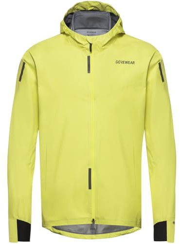 GOREWEAR Concurve GORE-TEX Men’s Running Jacket | Waterproof, Lightweight, Breathable | Packable Rain Jacket with Hood Lime Yellow Large