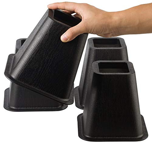 MOVEONSTEP Bed Risers 6 Inch 4 Piece Furniture Risers Up to 5000 Lbs | Heavy Duty Riser with Strong Space Saving for Beds, Tables, Chairs or Sofas Desk Riser Blocks with Anti-slip Mat