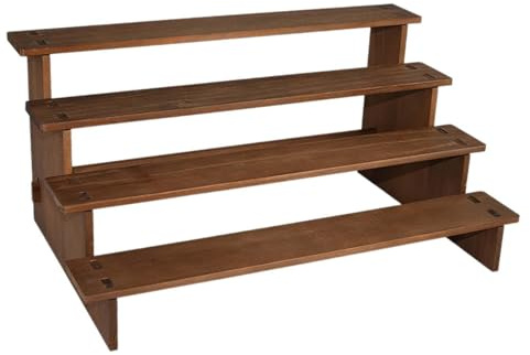 perfk Espositore da banco in Legno Alzata espositore a 4 gradini Alzata per servire a più Livelli Versatile Supporto per Cupcake Scala per Figure Bottiglie, 40x24x19 cm