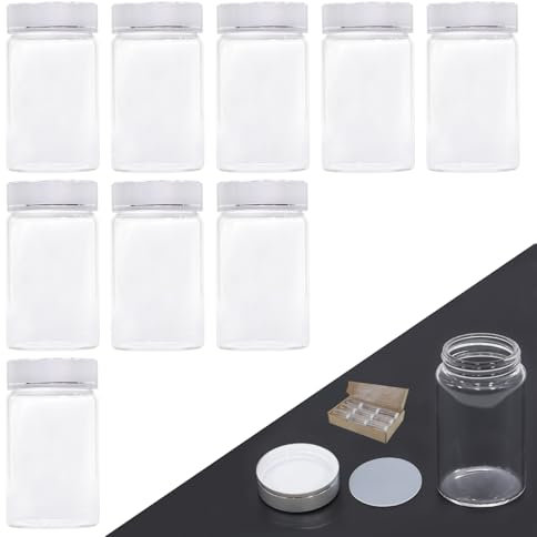 MEETGIFT 9 pcs 100ml Einmachgläser Mit Deckel Gläser Mit Schraubdeckel Für Schönheitsprodukte Haushaltsartikel Marmeladengläser Klein Schraubgläser Mit Deckel Sehr gute Abdichtung Silber