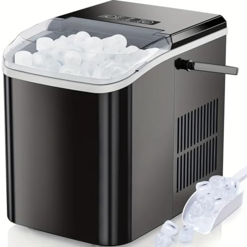 SEDLAV Máquina de hacer hielo para encimera, limpieza automática, cubitos de hielo, máquina de hacer hielo en bala, autolimpiante (negro)
