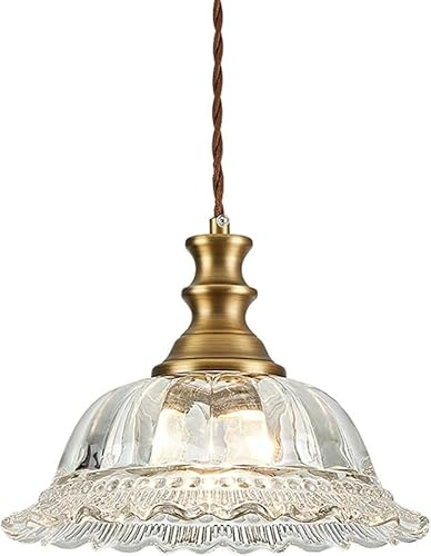 CHILDHOOD Chandeliers Ceiling Light Living Room, Chandelier, Vintage Pendant Light, Brass Glass Pendant Lamp, E27 Base, Hanging Light Fixture for Kitchen Island Bedroom Dining Room (H087-1)
