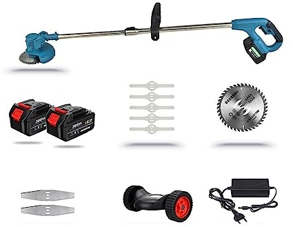 Tosaerba elettrico 1800W Cordless Palmare Elettrico Rasaerba Tagliaerba Regolabile Giardino Potatura Taglio Con 2 Batteria Al Litio 8 Accessori Per giardino/prato(With 2 Battery Set)