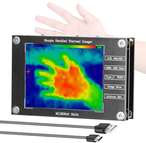 Irfora Tragbare Wärmebildkamera -40℃ bis 300℃ Kleine Wärmebildkamera unterstützt Messung der maximalen und minimalen Mittentemperatur Bildspeicherung 2,8-Zoll-TFT-Display mit Typ-C-Schnittstelle