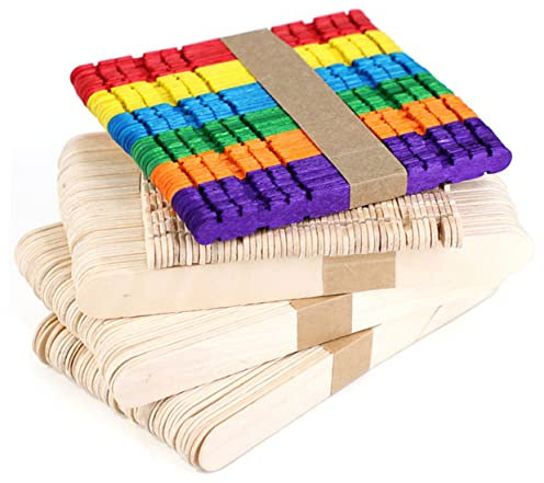 KONTONTY Holz Bastelstäbchen Glatt Für Kinder Diy Farbige Eis Am Stiel Stäbchen 4 Beutel Holz Material Sichere Gruppenaktivitäten