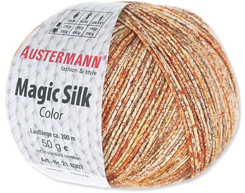 Frida's Wollhaus Austermann 50 g Magic Silk Color Wolle Seide Stricken Häkeln 15 Farben (102 | Gold)