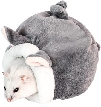 Siliget 1 Pack Hamster Bed, Mini Soft and Warm Hamster House, Small Pet Bedding Cute Winter Sleeping Nest for Hamsters, Hedgehogs, Guinea Pigs - Grey