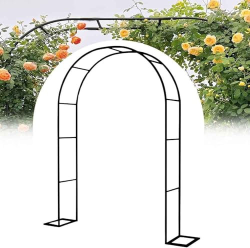 Arche de jardin en métal solide pour plantes grimpantes - Grande arche de mariage - 140 cm, 180 cm, 240 cm, 120 cm de large, noir, 1,4 m de hauteur x 2,3 m de largeur