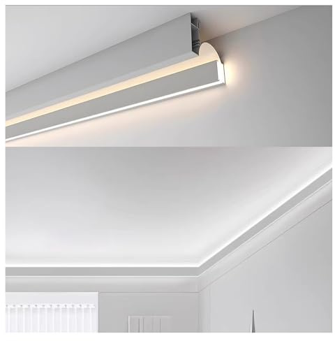 Genérico Canal de luz Lineal con Ranura for lámpara única sin Tiras de luz Led, molduras de Techo/zócalo for iluminación indirecta de Cocina/Pasillo(Length 9.5m/31.1 ft)