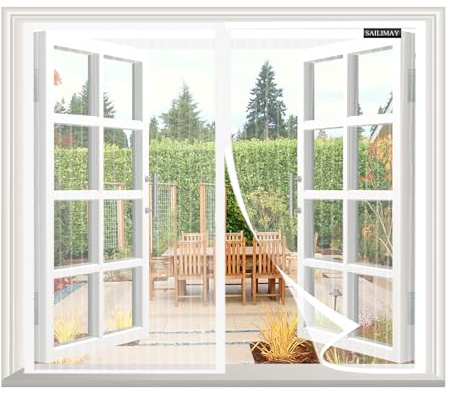 Zanzariera Magnetica per Finestra 60x115 cm, Varie Taglie Zanzariera Tenda Magnetica, Maglia Fine, Facile Da Installare per Tutti Terrazza Porte e Finestre, Bianco