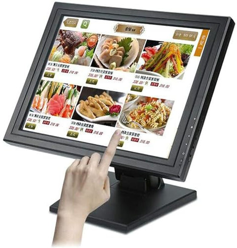 Écran tactile de caisse enregistreuse, écran pliable pour système de caisse enregistreuse LCD 15 pouces avec port USB/VGA/HDMI, résolution 1024 x 768, pour centres commerciaux de vente au détail