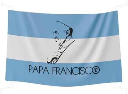 Bandera de Argentina Papa Francisco 150x100 cm. Bandera icono Papa Francisco. Bandera colores de Argentina impresa a todo color.