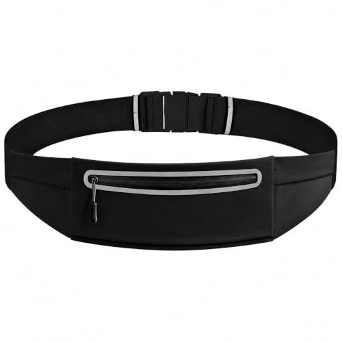 Laufgürtel für Handy Lauftasche Joggen Lauf Hüfttasche Herren Damen mit 3 Taschen Jogging Bauchtasche Handytasche Triathlon Laufgurt Marathon Running Belt (Schwarz)
