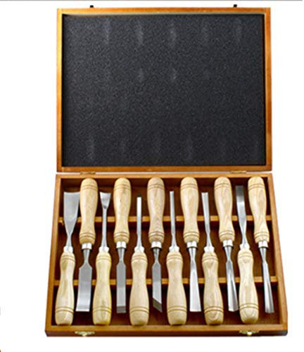 CLLBANT 12Pcs Wood Carving Chisel SetWood Carving Tool Kits with Wooden BoxProfessional Sharp Woodworking Tools Great for Beginners,