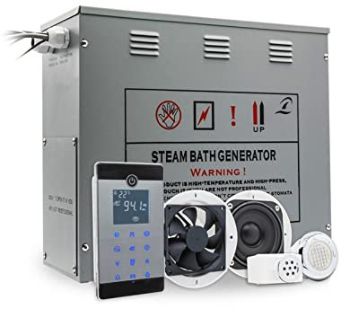 DMETE Sauna stove, Sauna Heater 9KW Auto Drain Brass Valve Shower Steam Sauna Bath Generator Steam Room Touch Screen LCD Display Spa shower at home, hotel(VS-C090-9KW-BP)